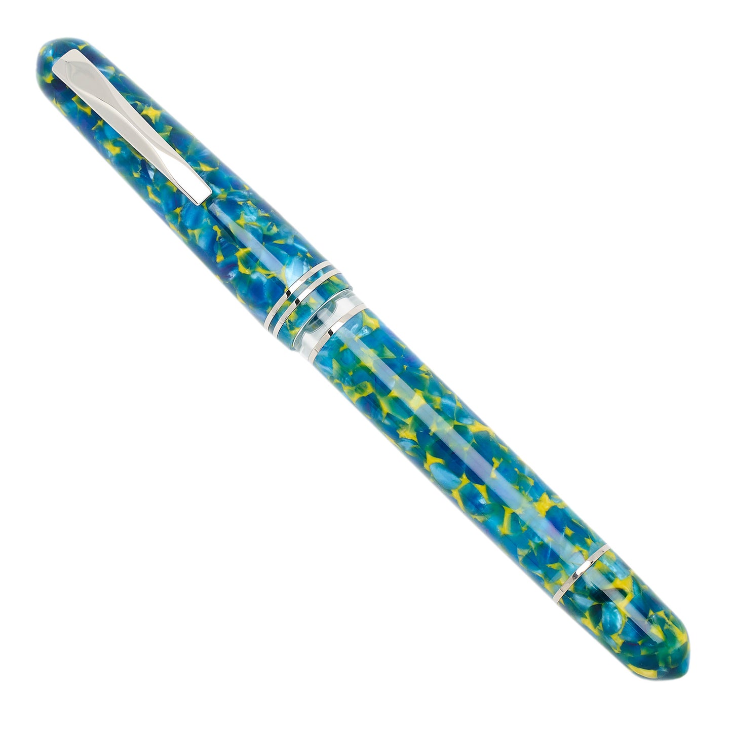 Gioia Metis Piston Filler Fountain Pen - Blue Colibri Made in Italy uncapped