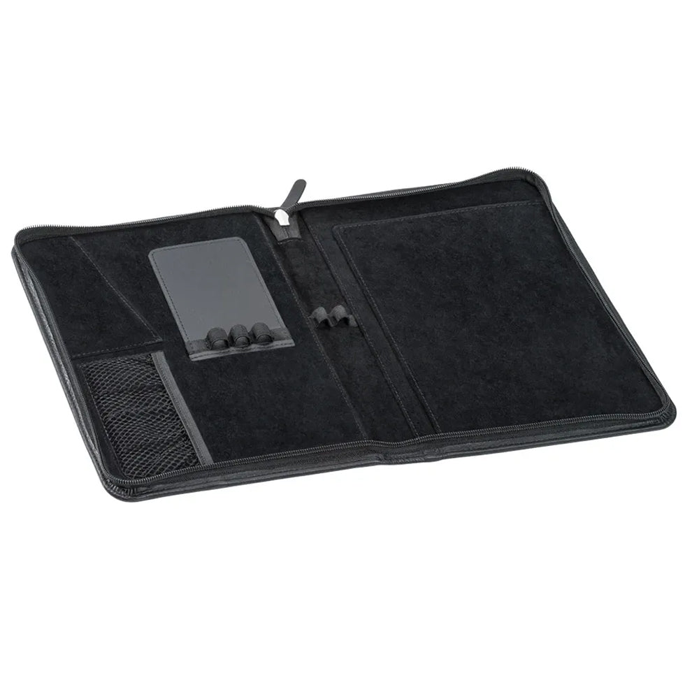 Kaweco Organizer A5 - Leather - Pen + Notebook Case Black Made in Europe Open and Empty