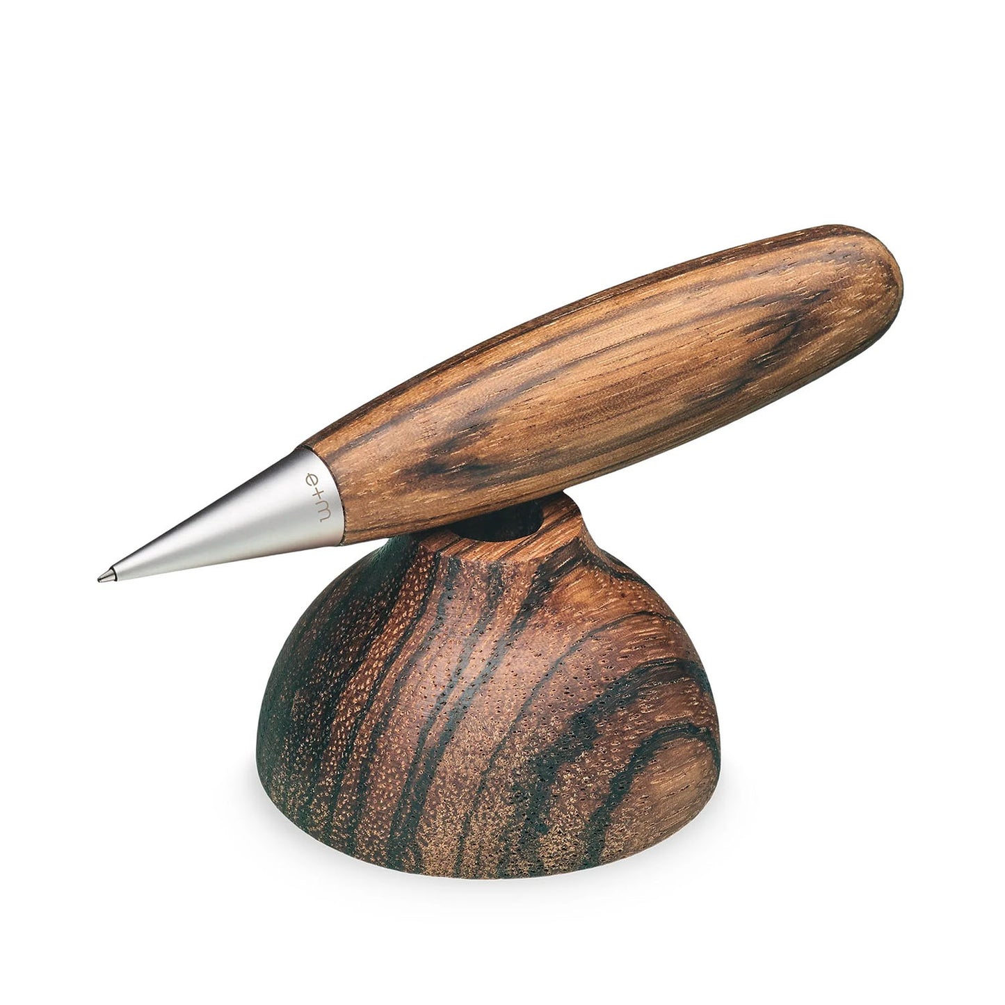 Base Point Natural Wood Ballpoint Pen and Stand - Oak