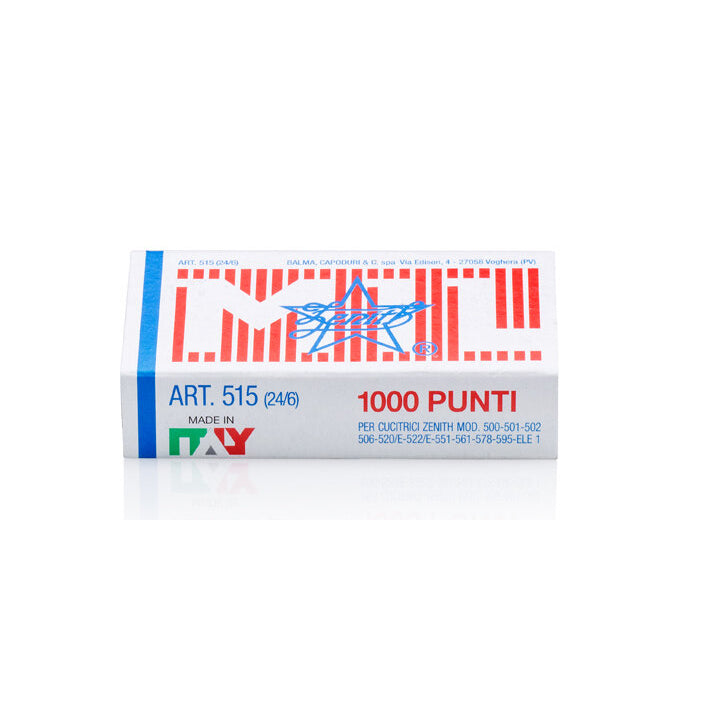 Zenith 515 Staples 24/6 Box of 1000 Made in Italy Staple Refill