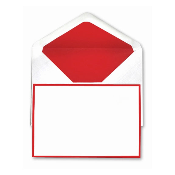 Original Crown Mill Bi-Color Note Cards 5 Pack - White Red Made in Belgium