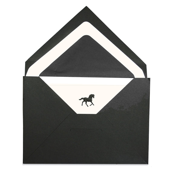 Original Crown Mill First Engraved Color Theme Notecards Black Horse