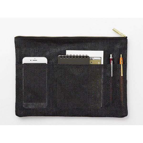 Midori PS Paper Code Bag in Bag - Black - Made in Japan with pockets filled