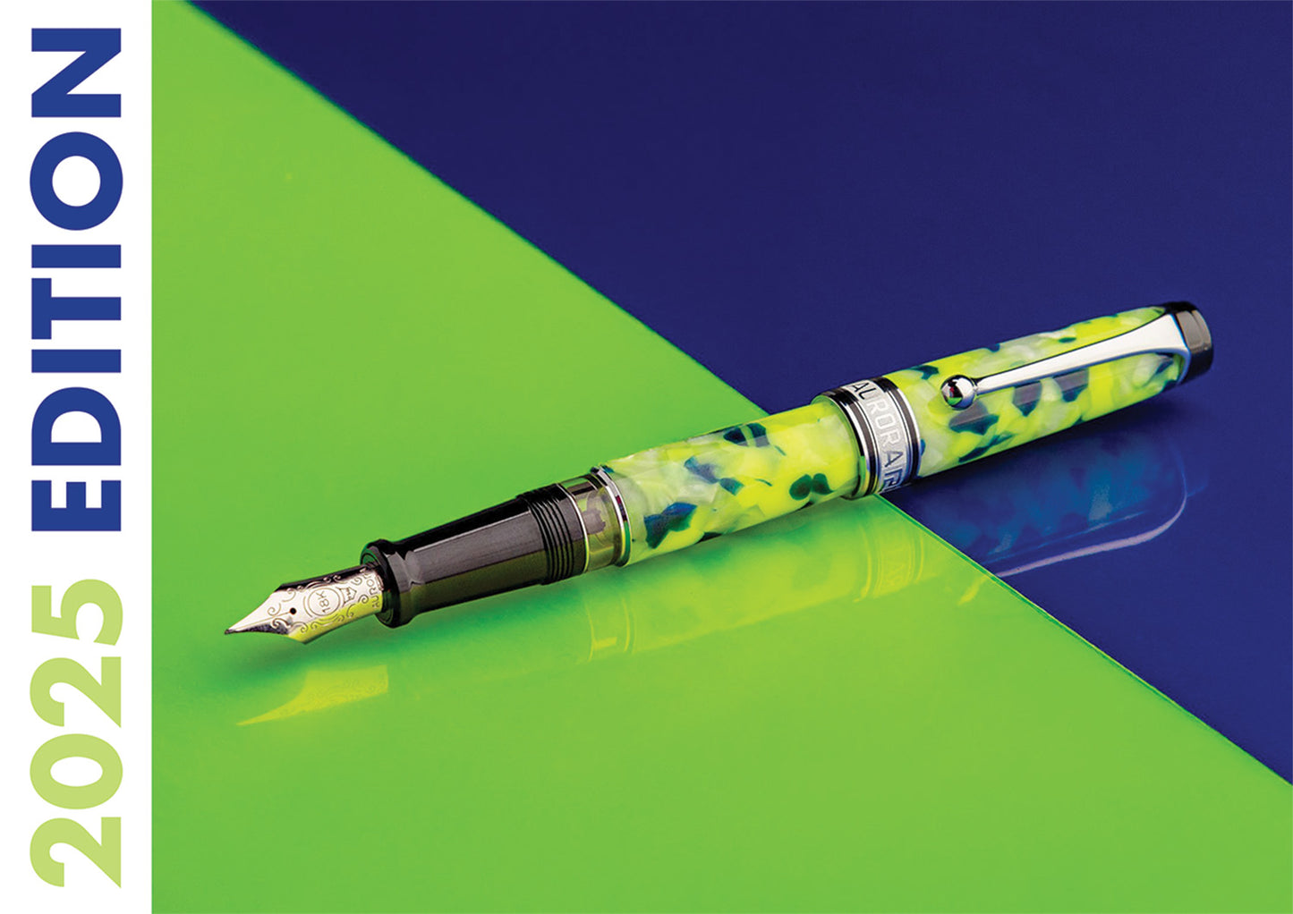 Aurora Optima 365 Fluo Fountain Pen - Limited Edition 2025 Glow-in-the-dark background