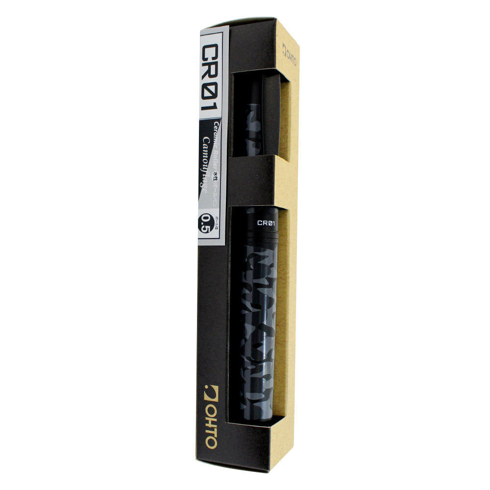 OHTO CR01 Ceramic Rollerball Pen 0.5mm Camouflage Black Made in Japan box