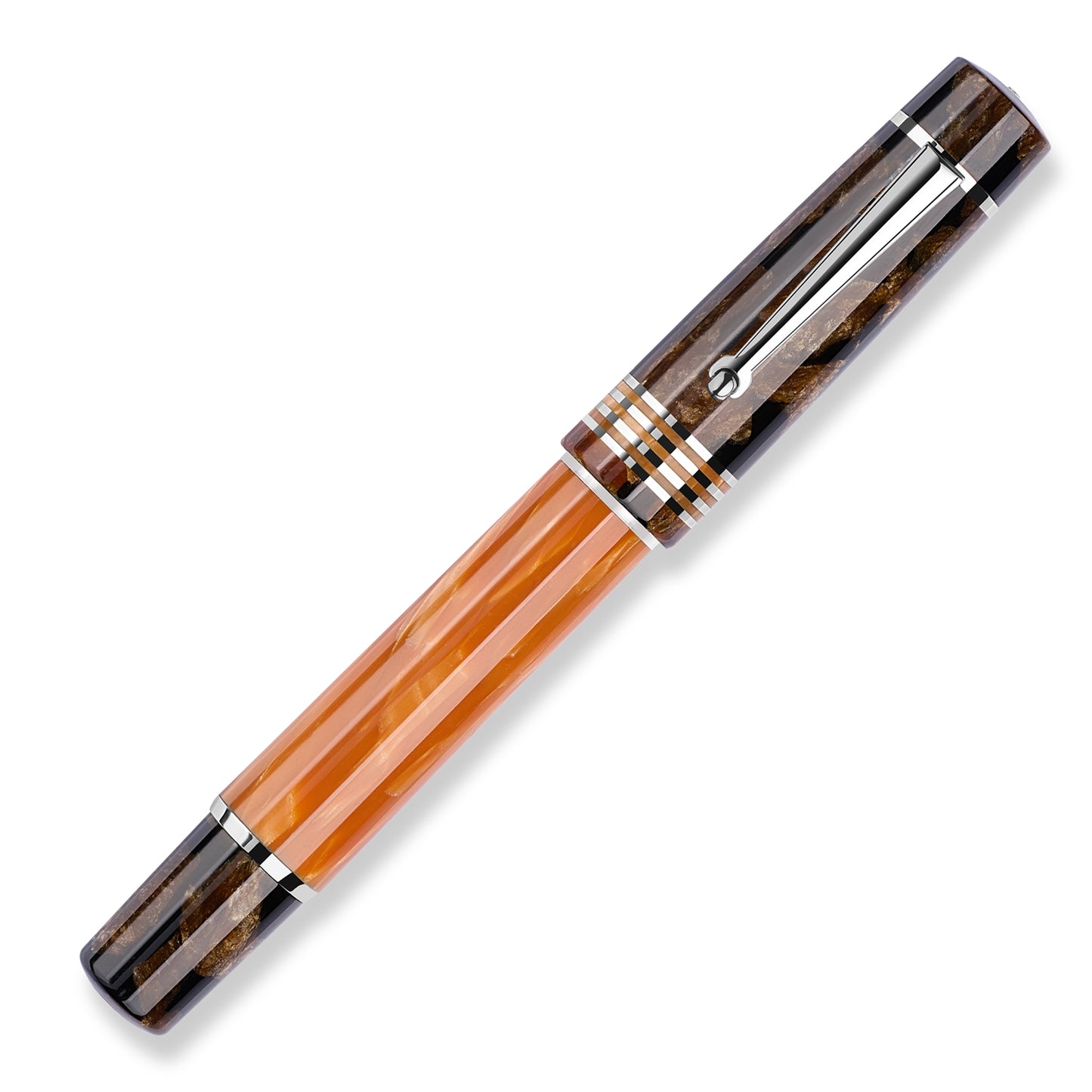 Delta Sforza Celluloid Fountain Pen - 14kt Nib - Palladium Trim - Limited Edition- Made in Italy capped