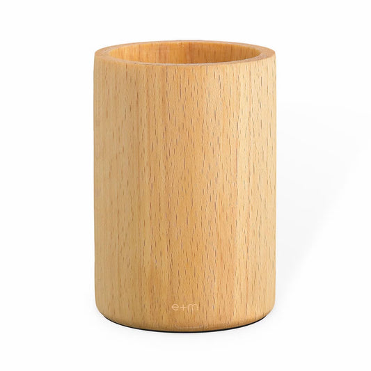 E+M Potbelly Beech Pen Cup Made in Germany Solid Wood