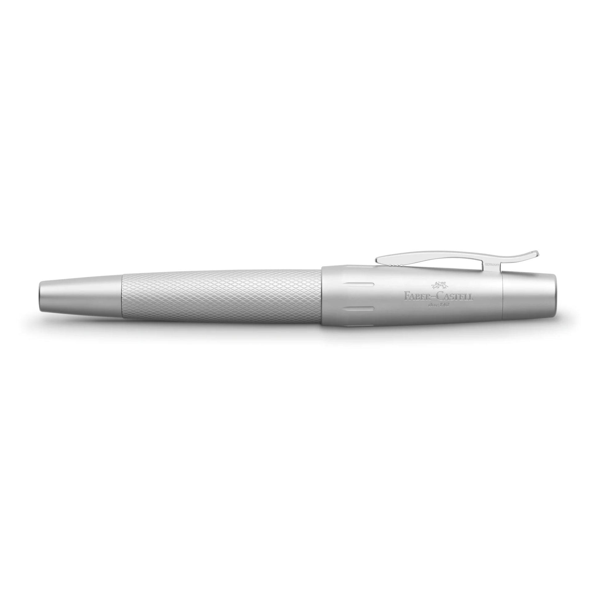 Faber-Castell E-Motion Fountain Pen - Pure Silver - Made In Germany capped