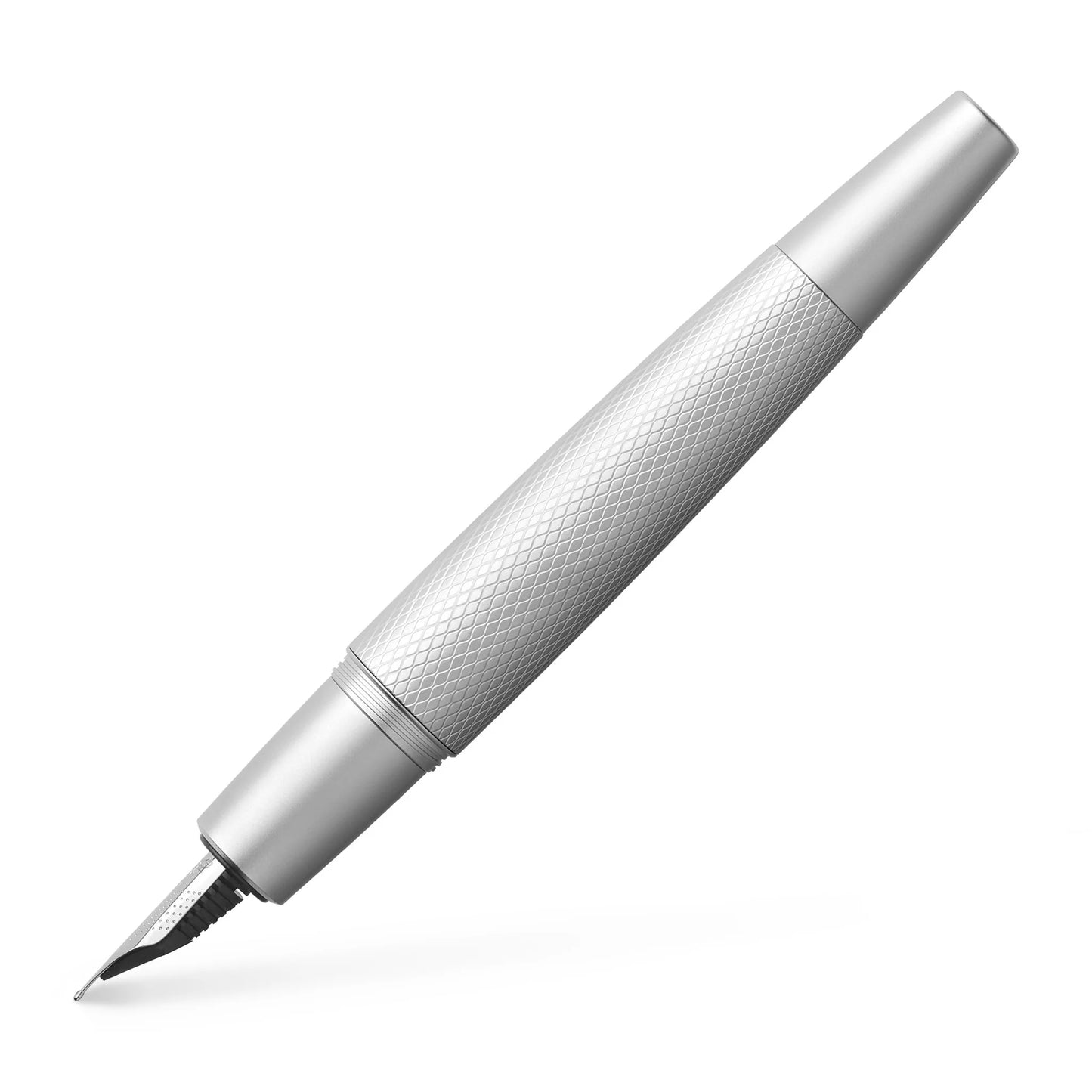 Faber-Castell E-Motion Fountain Pen - Pure Silver - Made In Germany uncapped