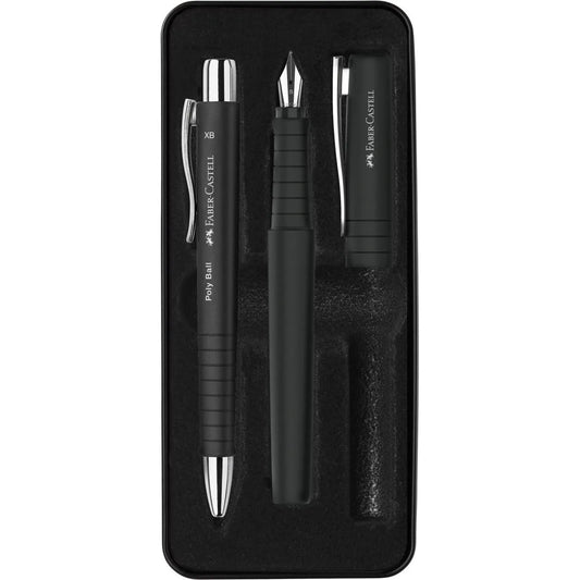 Faber-Castell Poly Ball Pen and Fountain Pen Gift Set - Black