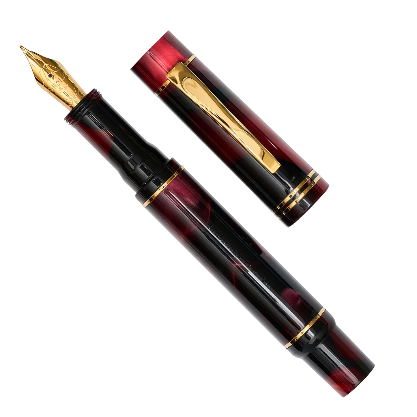Gioia Alleria Piston Filler Fountain Pen - Amaranto | Made in Italy  uncapped