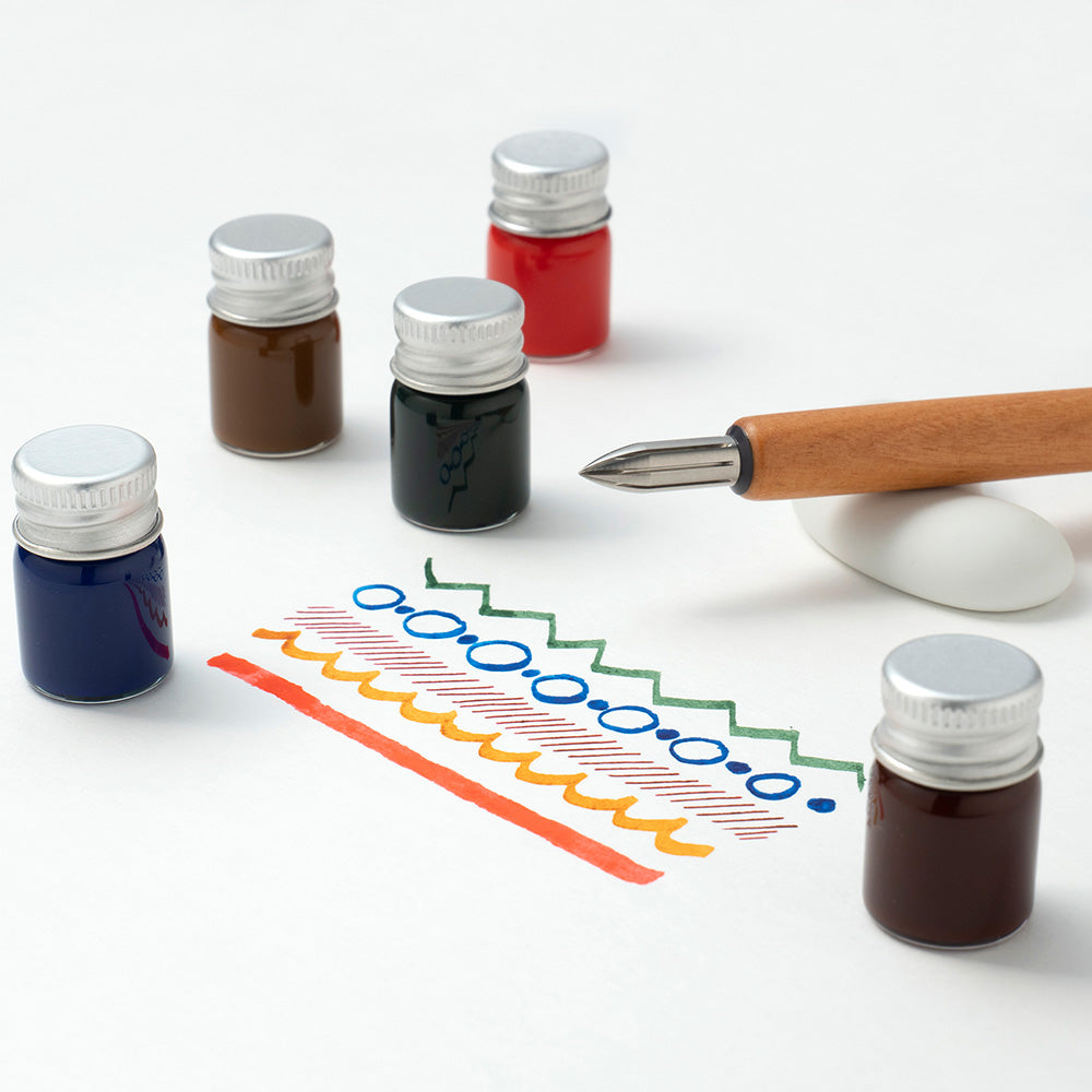 Kakimori Pigment Ink Sampler Set I with kakimori metal nib pen