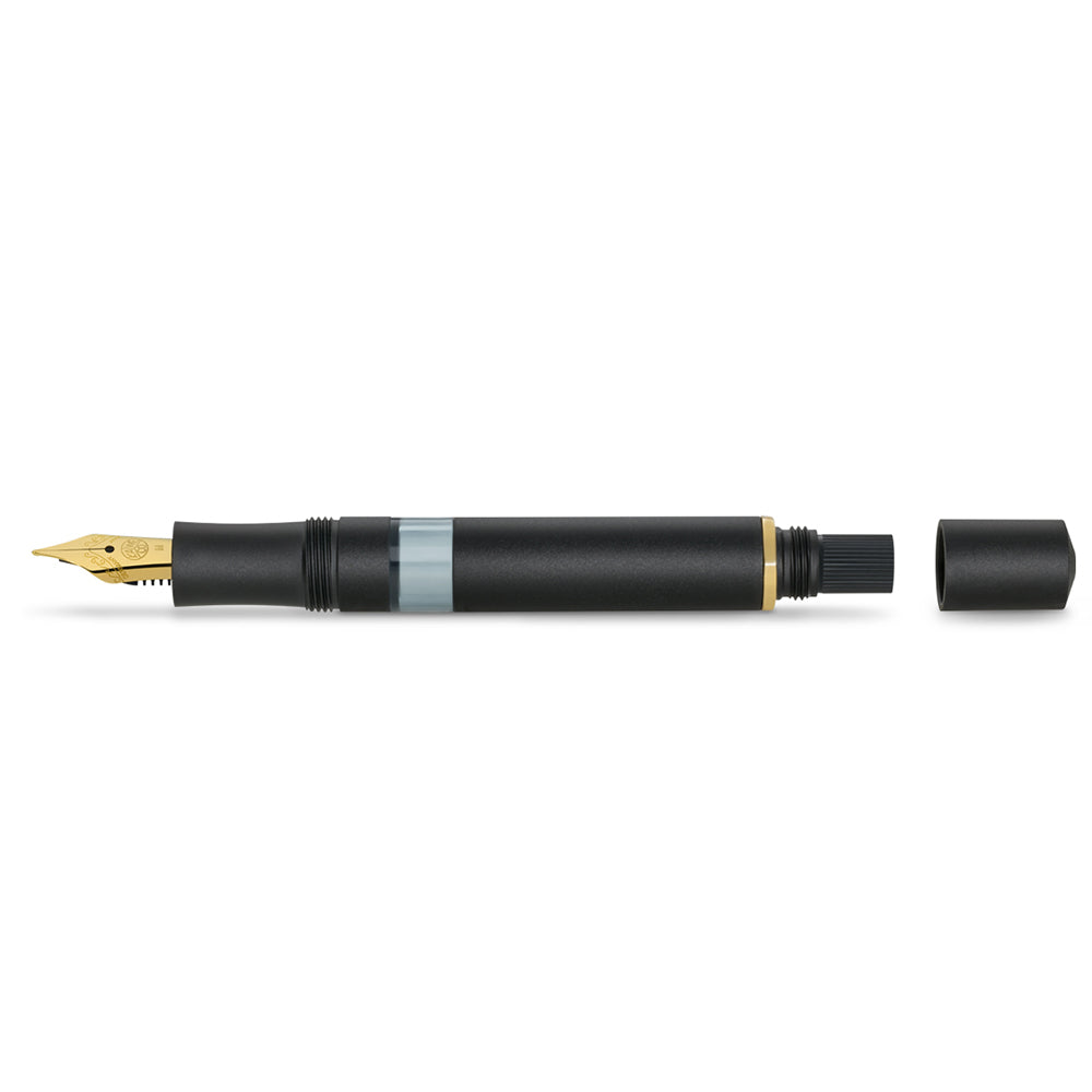 Kaweco AL Sport Piston Filler Fountain Pen Starter Set - Black - Made In Germany Blind Cap