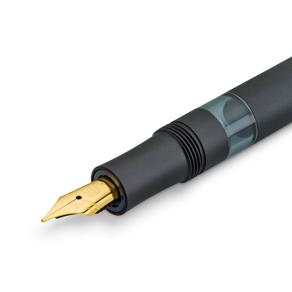 Kaweco AL Sport Piston Filler Fountain Pen Starter Set - Black - Made In Germany nib detail