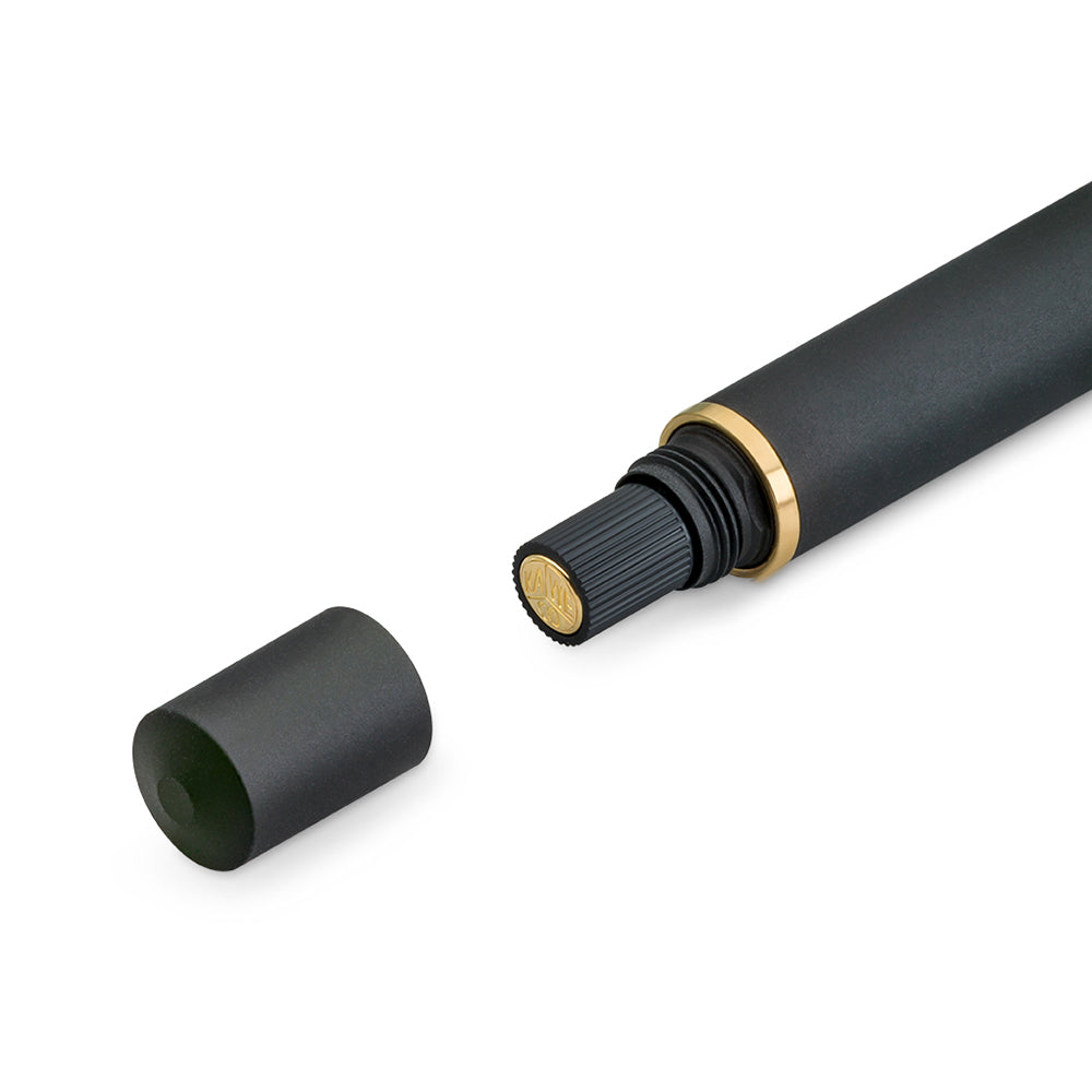 Kaweco AL Sport Piston Filler Fountain Pen Starter Set - Black - Made In Germany blind cap
