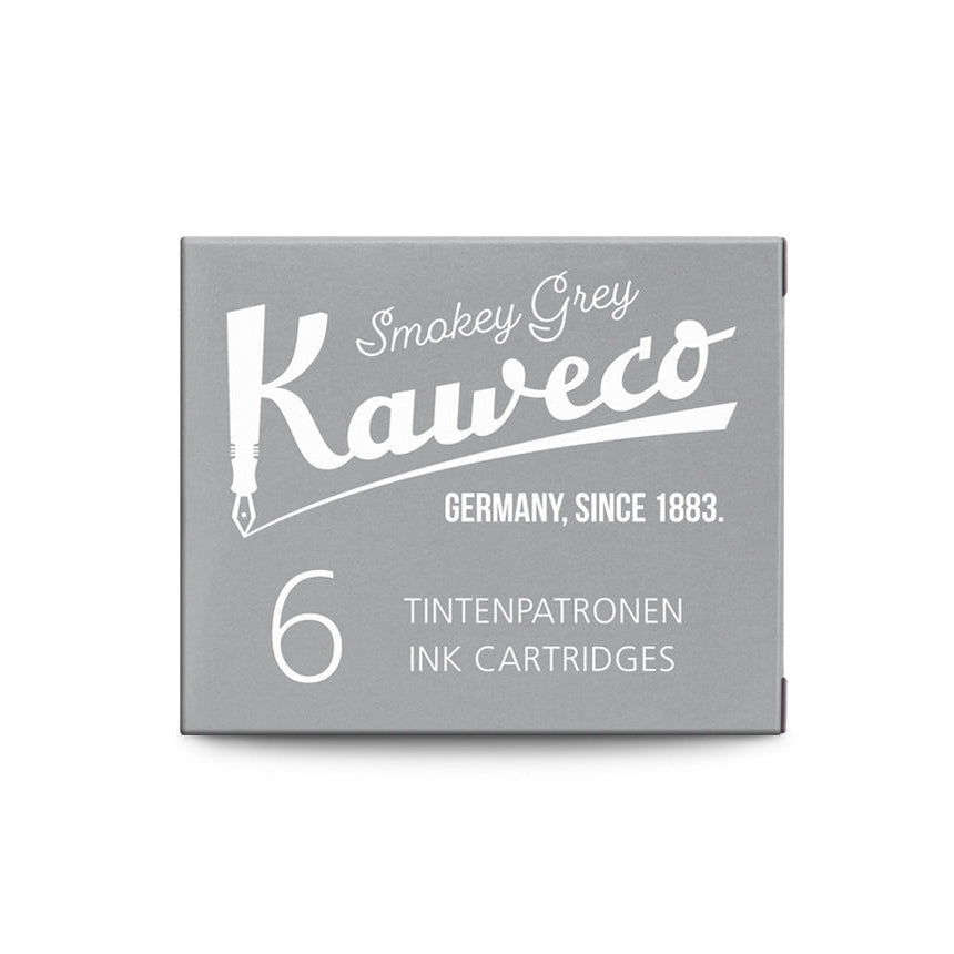 Kaweco Fountain Pen Ink - 6 Cartridges - Smokey Grey - Made in Austria box
