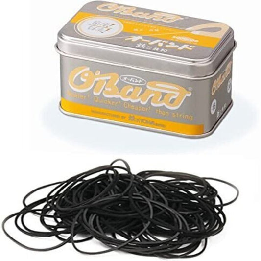 Kyowa Classic O'Band Rubber Bands Black Silver Tin