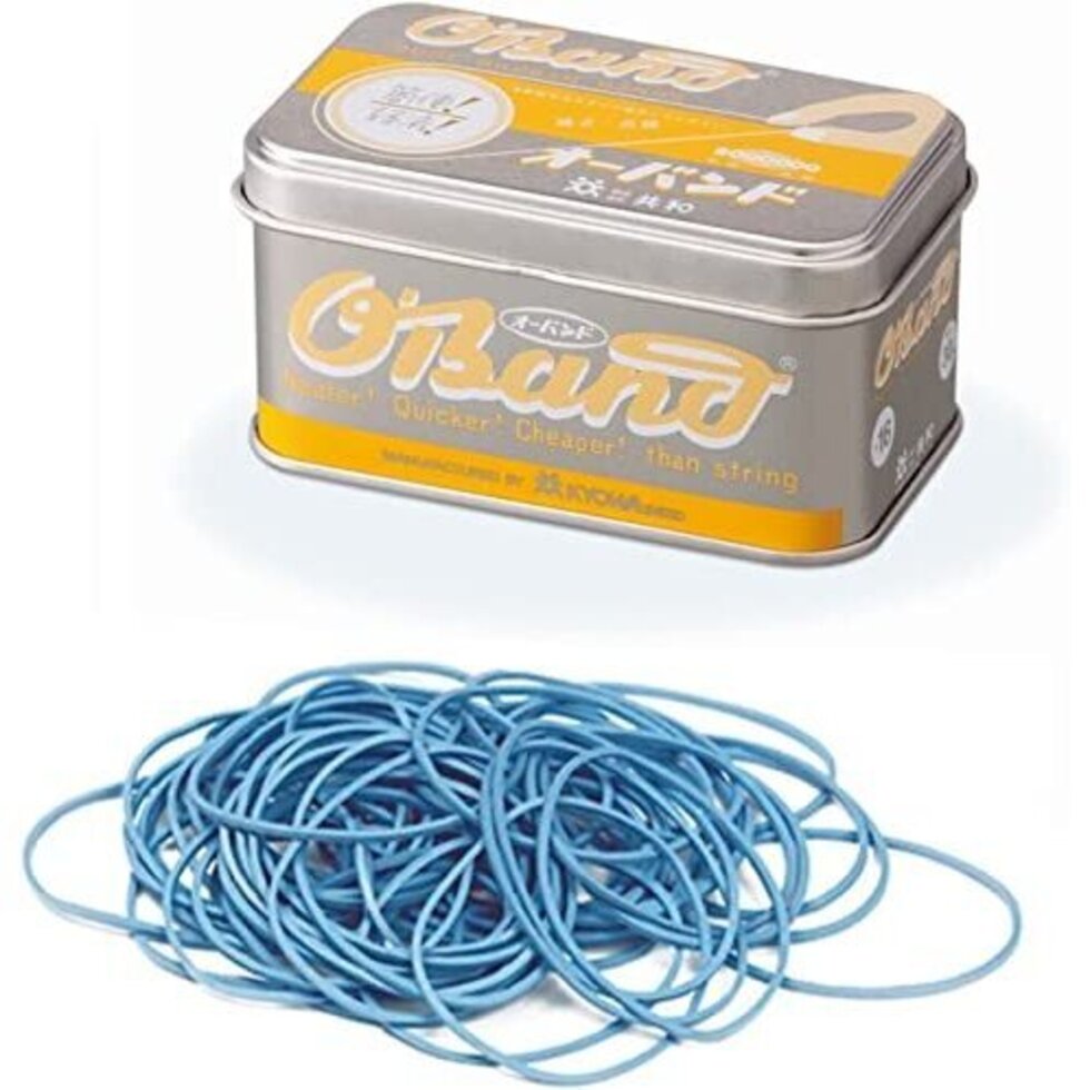 Kyowa O'Band Silver Tin Light Blue Rubber Bands
