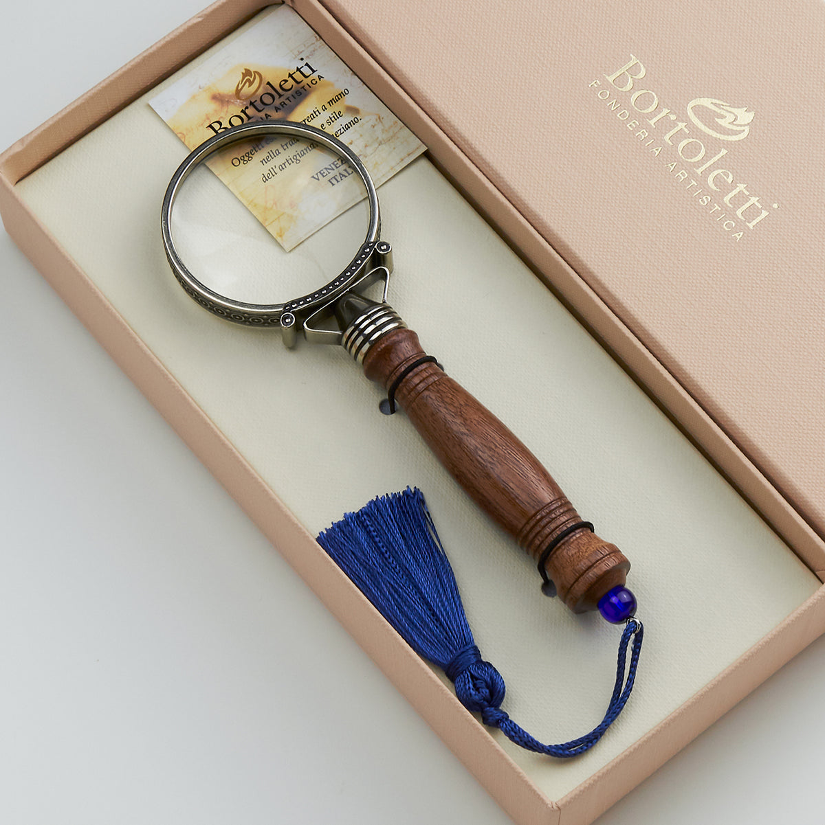 Bortoletti Magnifying Glass - Wood - Made in Italy in box