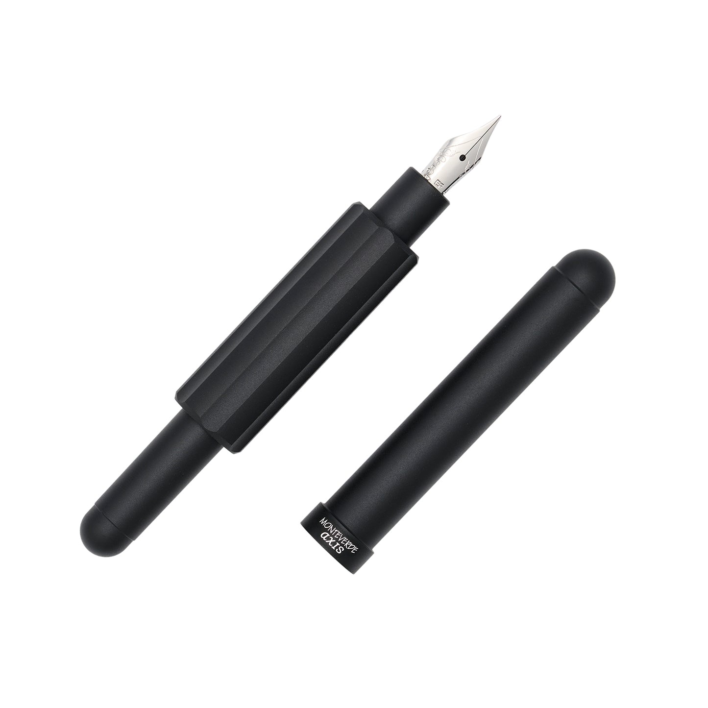 Monteverde Axis Aluminum Pocket Fountain Pen - Matte Black Uncapped