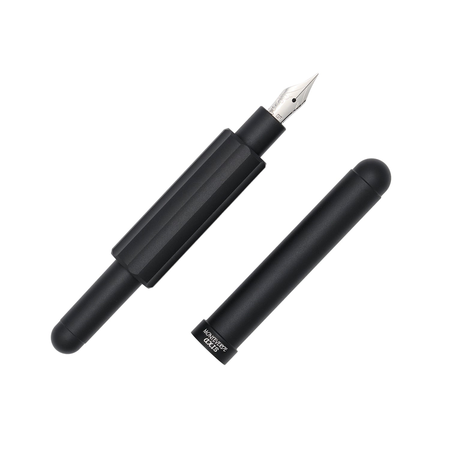 Monteverde Axis Aluminum Pocket Fountain Pen - Matte Black Uncapped