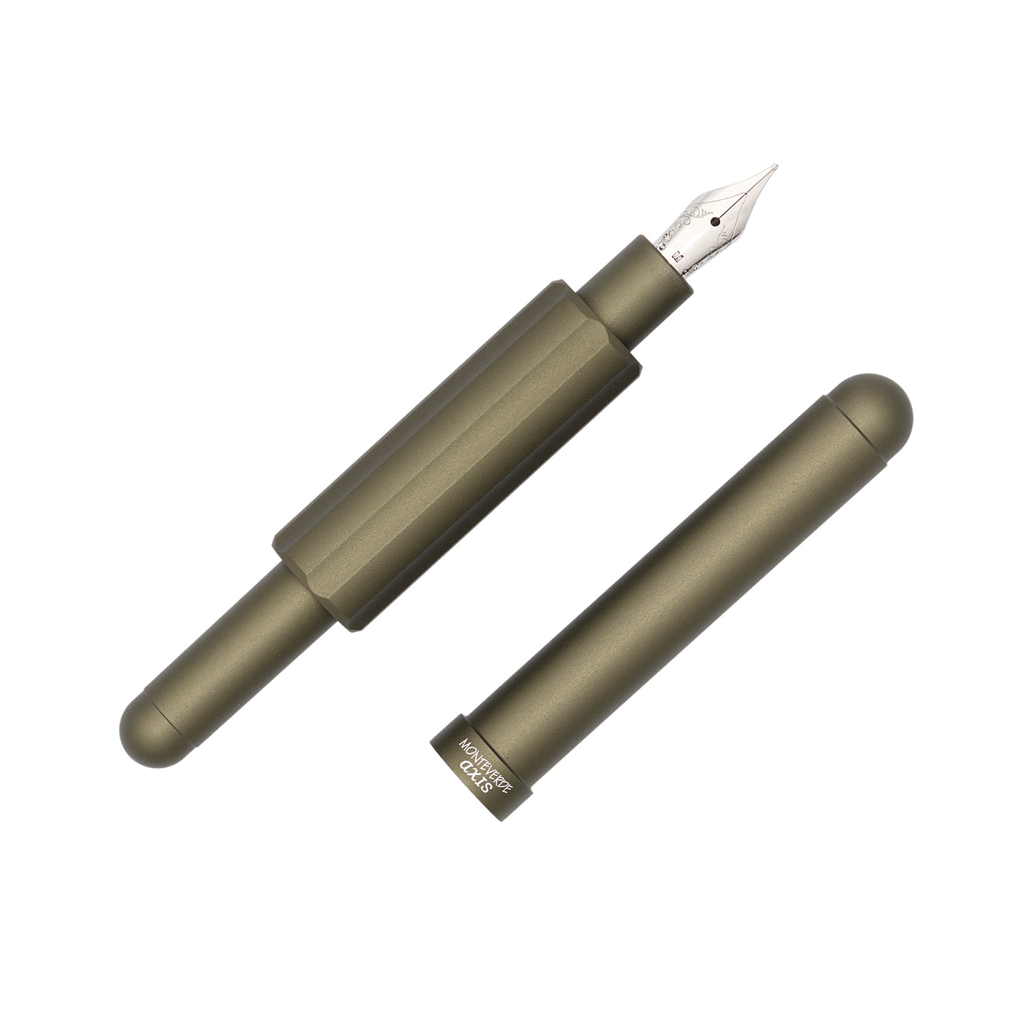 Monteverde Axis Pocket Aluminum Fountain Pen - Olive Green uncapped