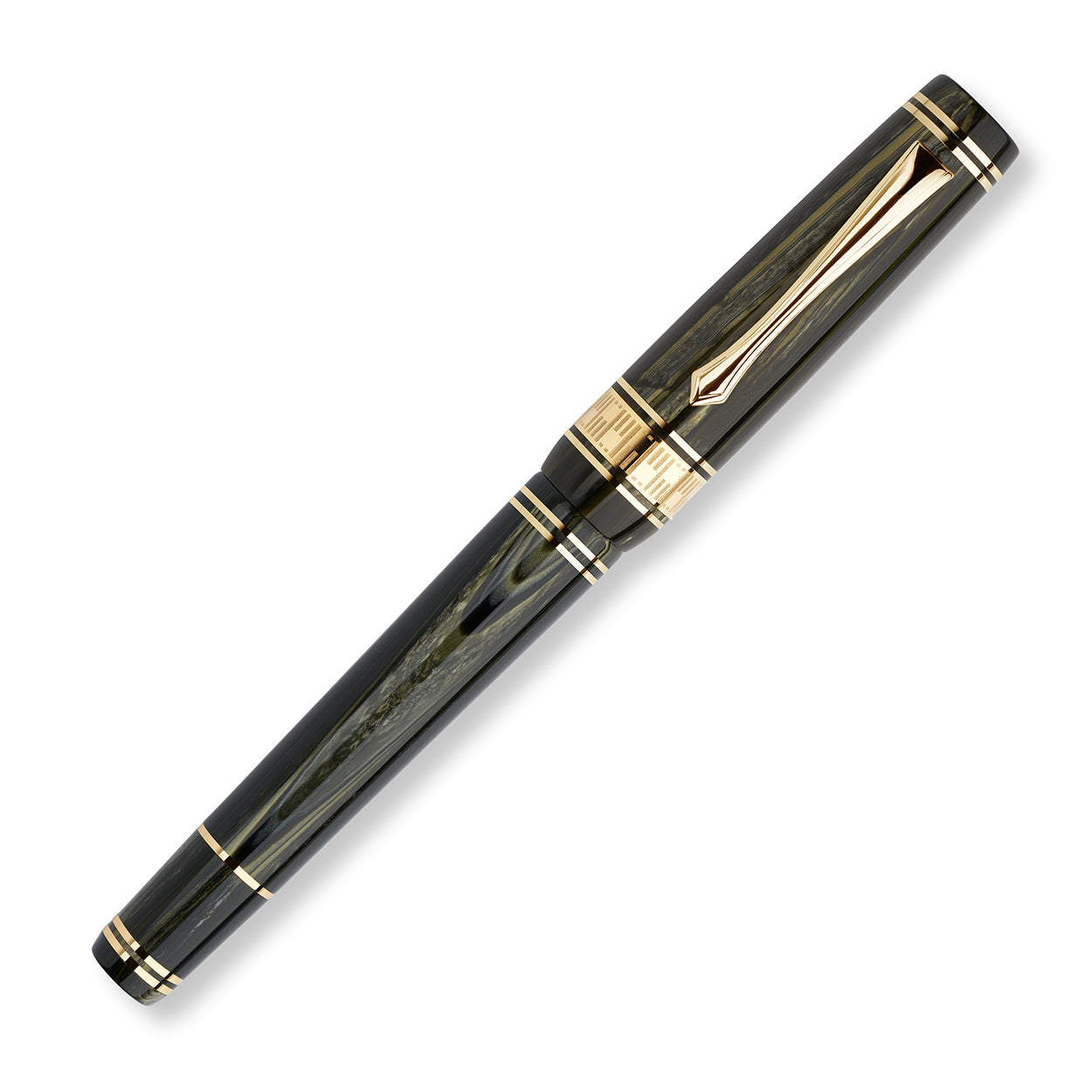 Nettuno Superba Celluloid Limited Edition Button Filler  Fountain Pen - 14k Nib - Green - Made in Italy capped