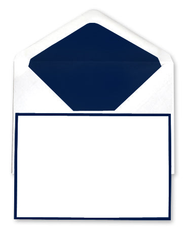 Original Crown Mill Bi-Color Note Cards 5 Pack - White Navy Made in Belgium