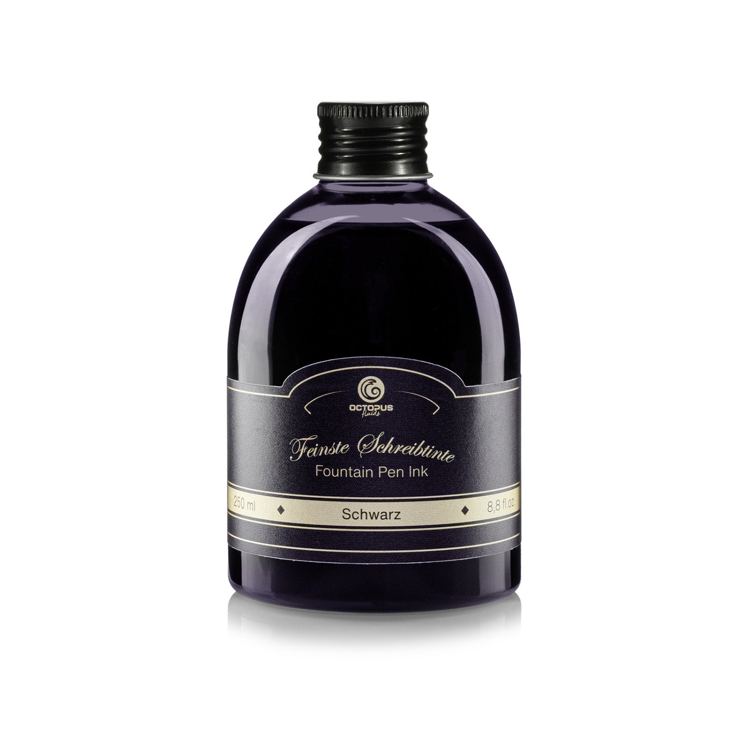 Octopus Fluids Fountain Pen Ink - 250 ml Bottle - Schwarz Black - Made in Germany