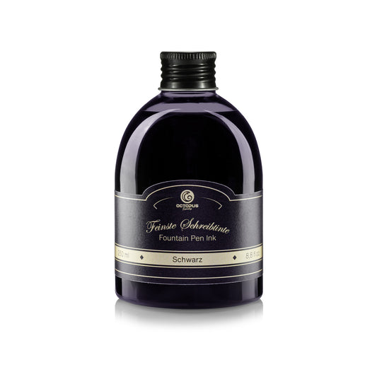 Octopus Fluids Fountain Pen Ink - 250 ml Bottle - Schwarz Black - Made in Germany