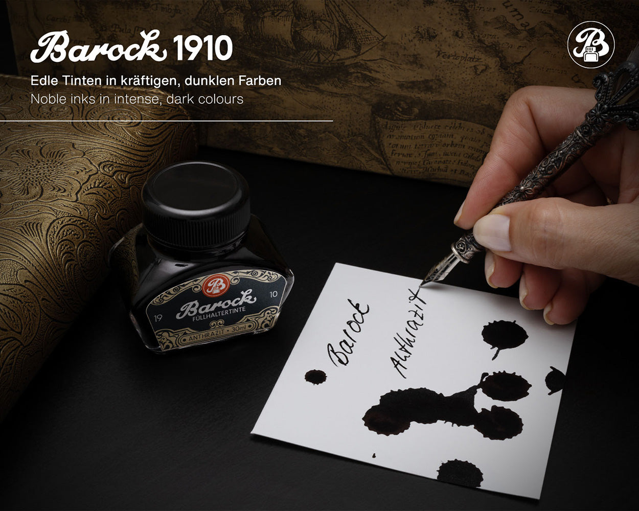 Octopus Fluids Barock 1910 Fountain Pen Ink - 30 ml Bottle - Anthrazit lifestyle 3