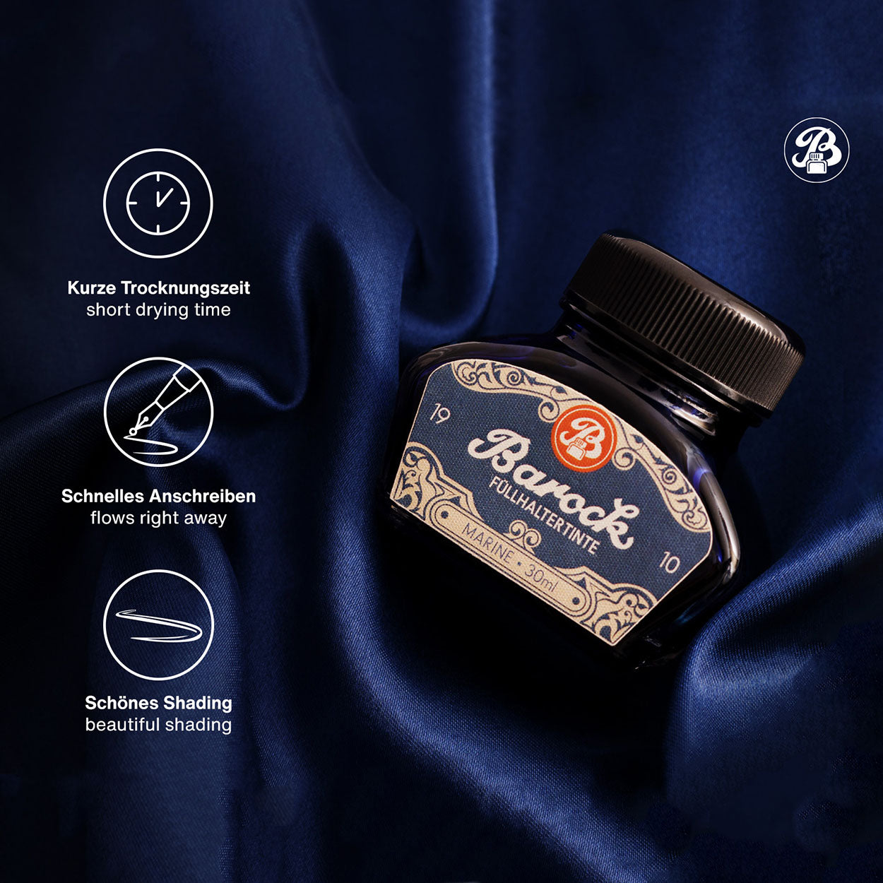 Octopus Fluids Barock 1910 Fountain Pen Ink - 30 ml Bottle - Marine details