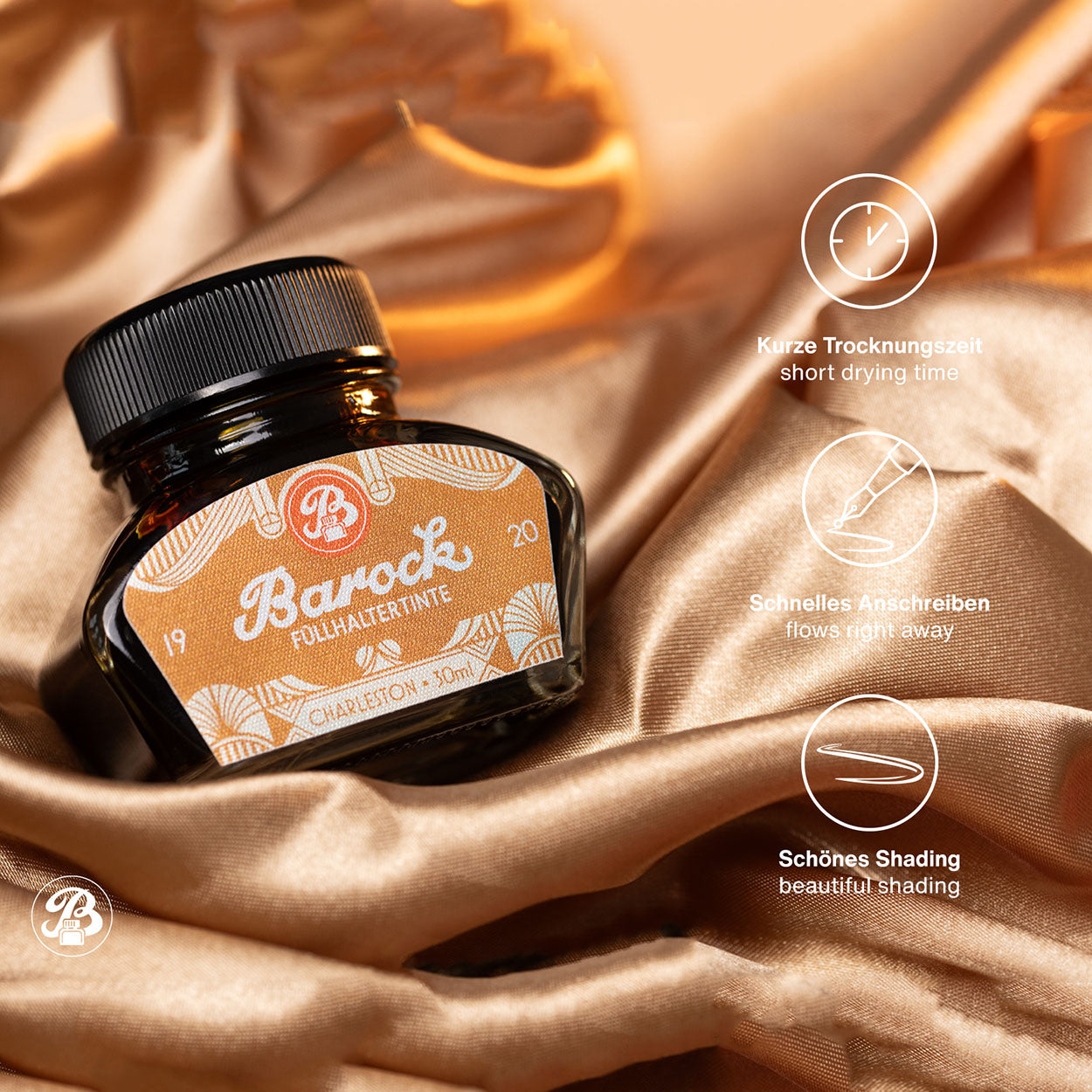 Octopus Fluids Barock 1920 Fountain Pen Ink - 30 ml Bottle - Charleston details