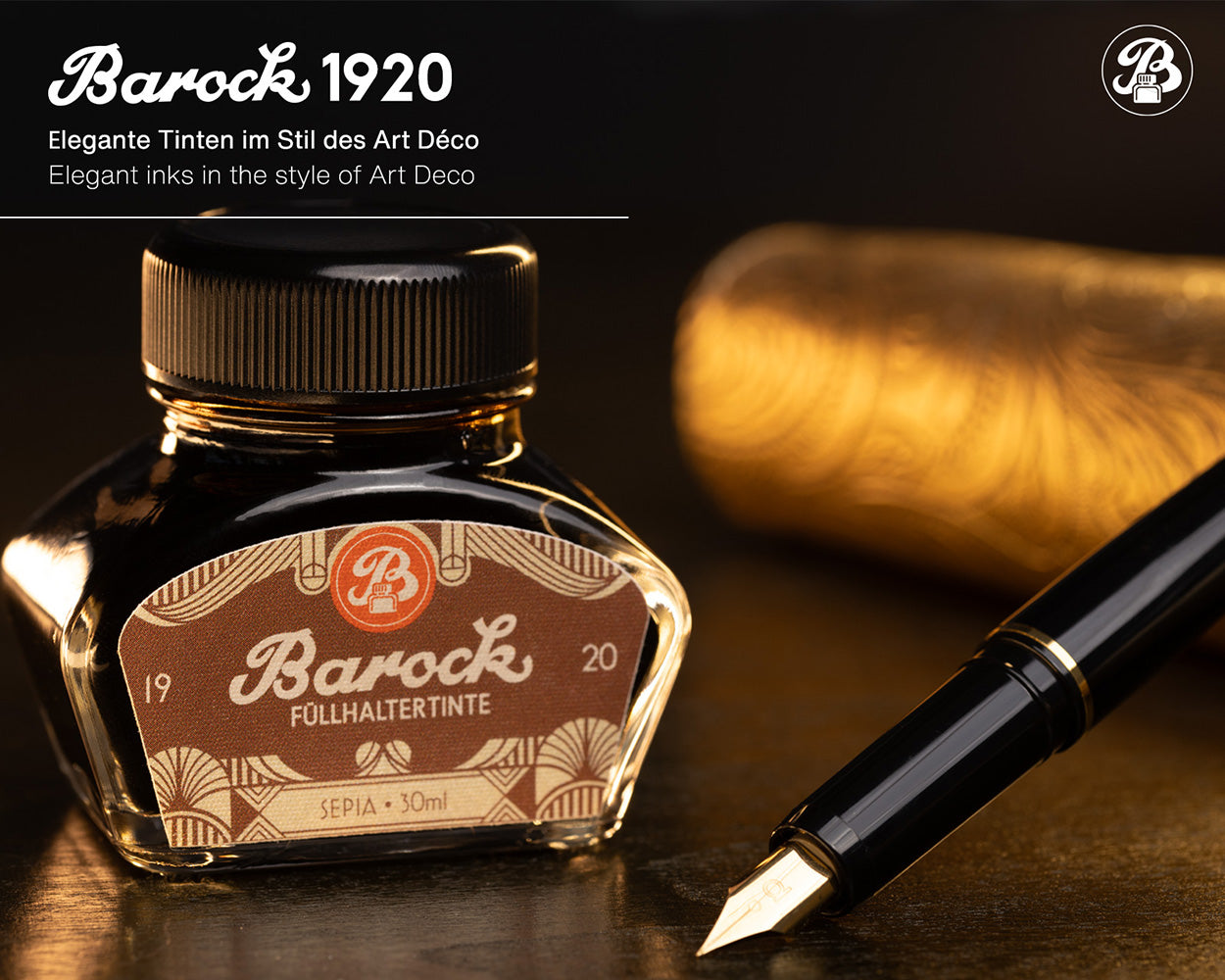 Octopus Fluids Barock 1920 Fountain Pen Ink - 30 ml Bottle - Sepia lifestyle 2