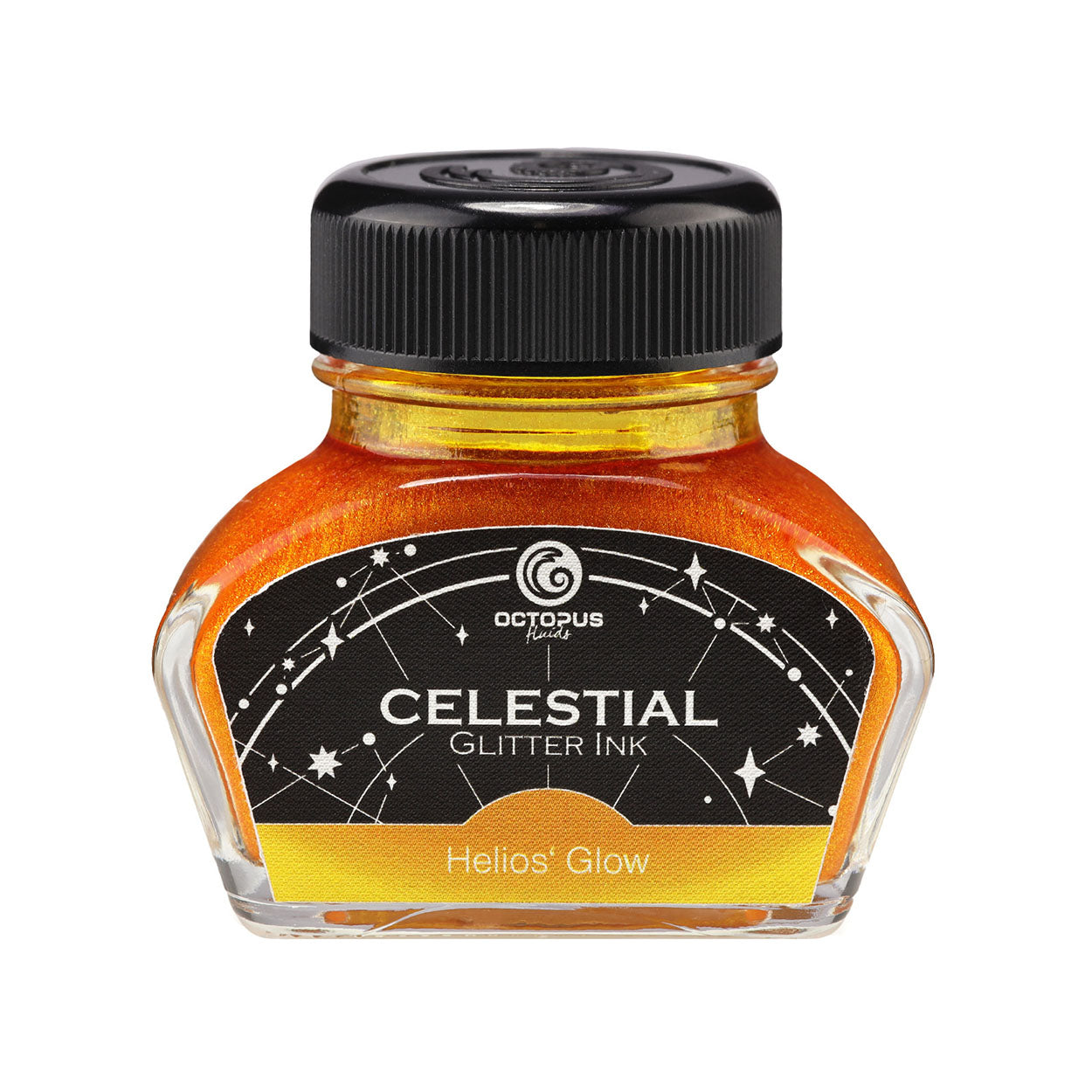 Octopus Fluids Celestial Glitter Shimmer Fountain Pen Ink - Helios' Glow - Yellow With Gold Shimmer 30 ml
