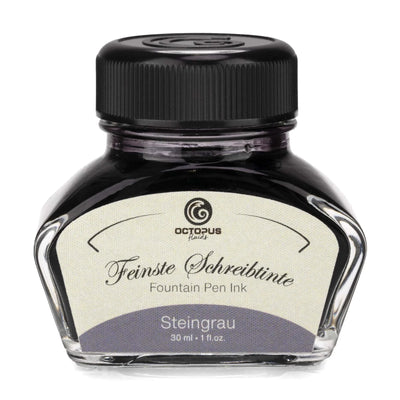 Octopus Fluids Fountain Pen Ink - 30 ml Bottle - Steingrau Stone Gray - Made in Germany