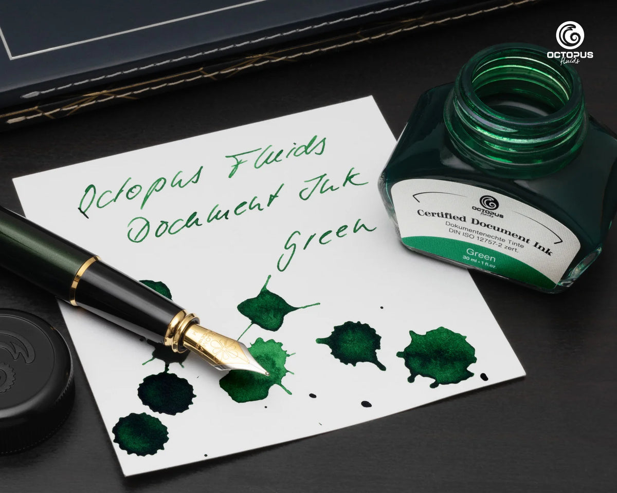 Octopus Fluids Fountain Pen Document Ink - 30 ml Bottle - Green -  Made in Germany