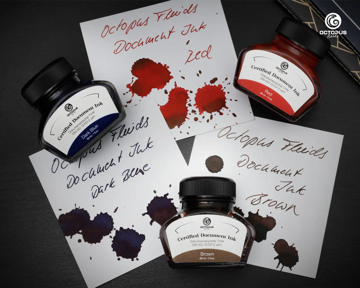 Octopus Fluids Fountain Pen Document Ink - 30 ml Bottle - Dark Blue -  Made in Germany with bottles 
