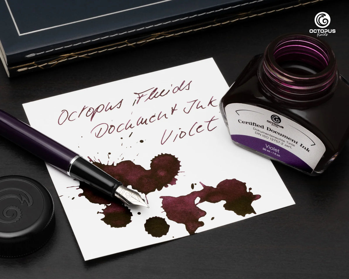 Octopus Fluids Fountain Pen Document Ink - 30 ml Bottle - Violet Purple -  Made in Germany writing sample