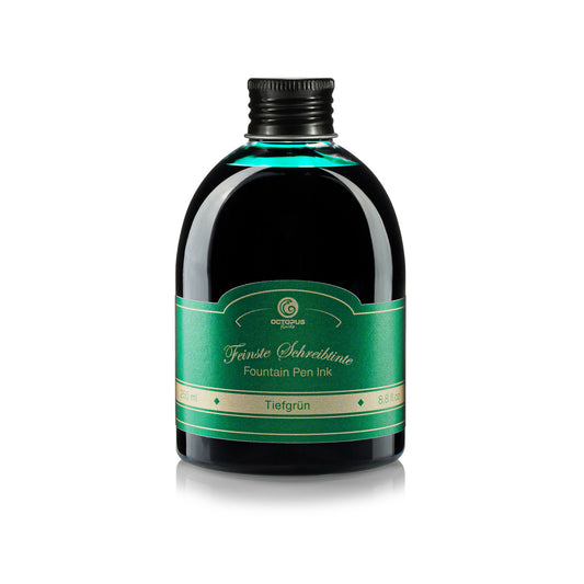 Octopus Fluids Fountain Pen Ink - 250 ml Bottle - Tiefgrün Deep Green - Made in Germany