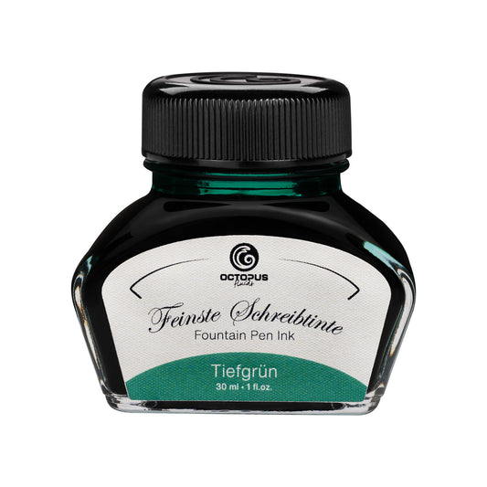 Octopus Fluids Fountain Pen Ink - 30 ml Bottle - Tiefgrün Deep Green - Made in Germany 