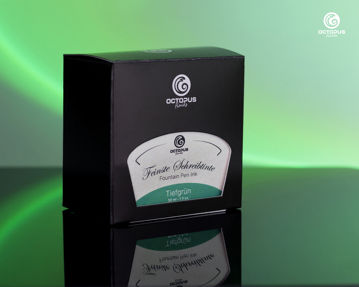 Octopus Fluids Fountain Pen Ink - 30 ml Bottle - Tiefgrün Deep Green - Made in Germany Box