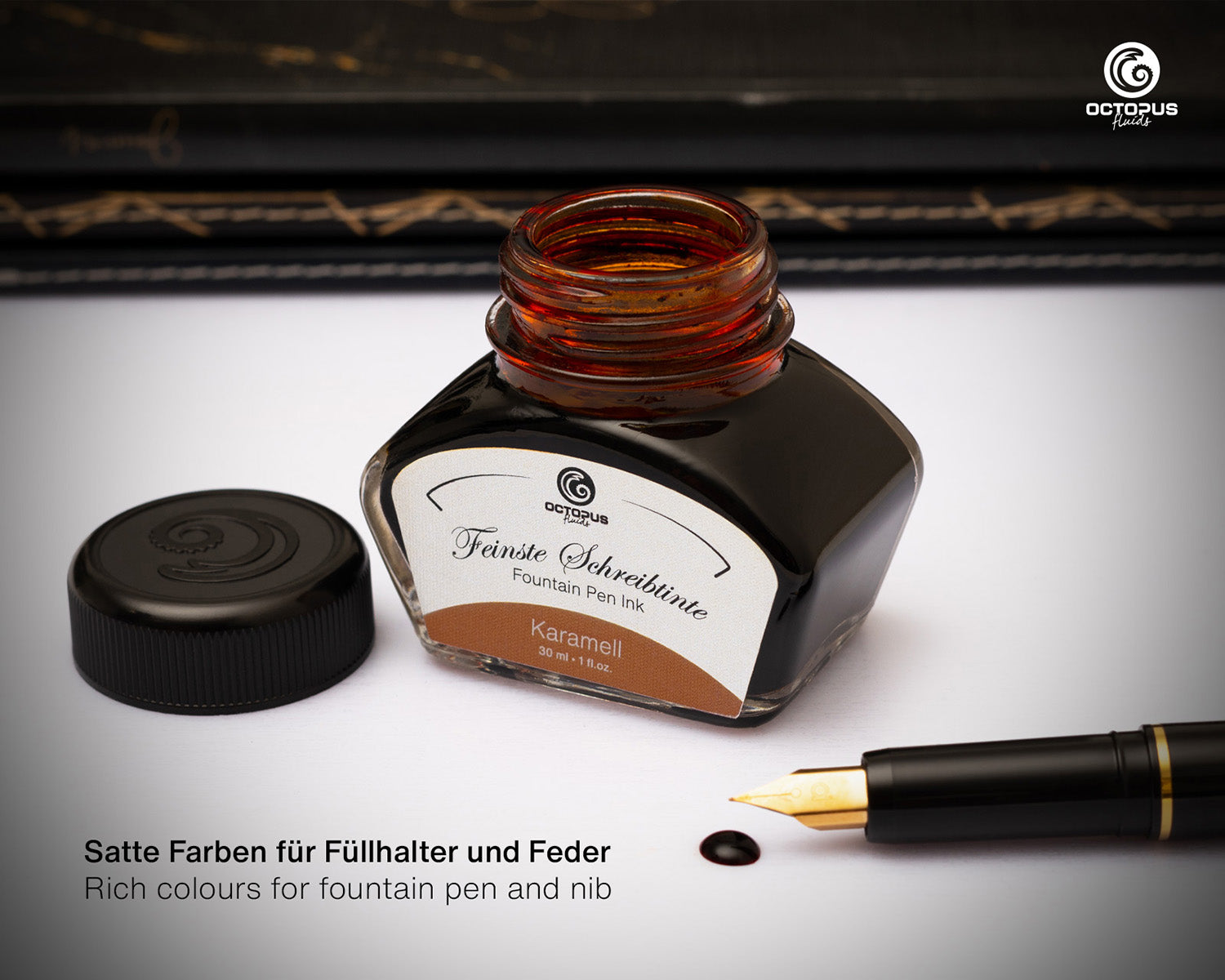 Octopus Fluids Fountain Pen Ink - 30 ml Bottle - Karamell Brown - Made in Germany pen