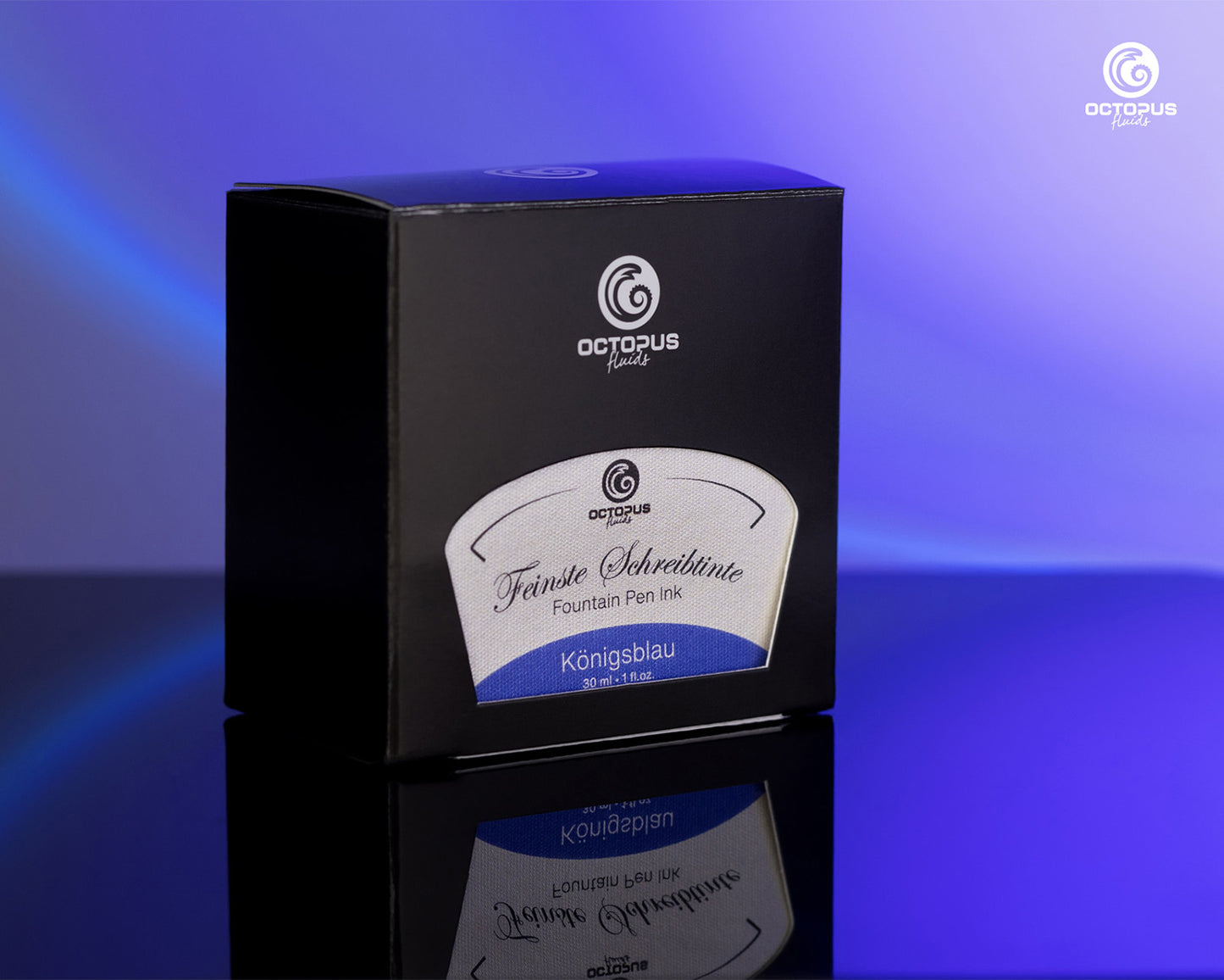Octopus Fluids Fountain Pen Ink - 30 ml Bottle - Königsblau Royal Blue Erasable - Made in Germany box