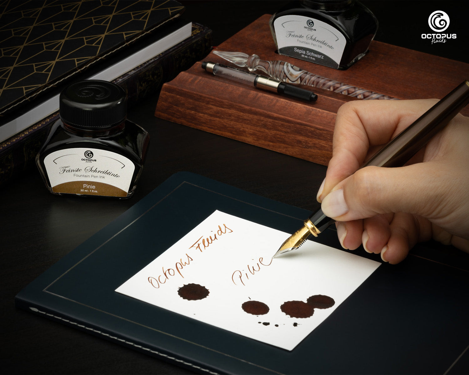 Octopus Fluids Fountain Pen Ink - 30 ml Bottle - Pinie Pine Brown - Made in Germany pen