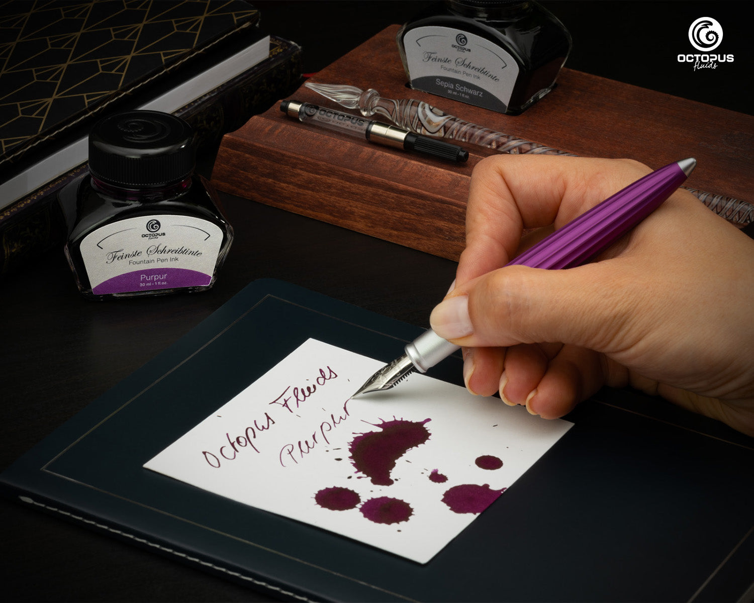 Octopus Fluids Fountain Pen Ink - 30 ml Bottle - Purpur Purple - Made in Germany pen