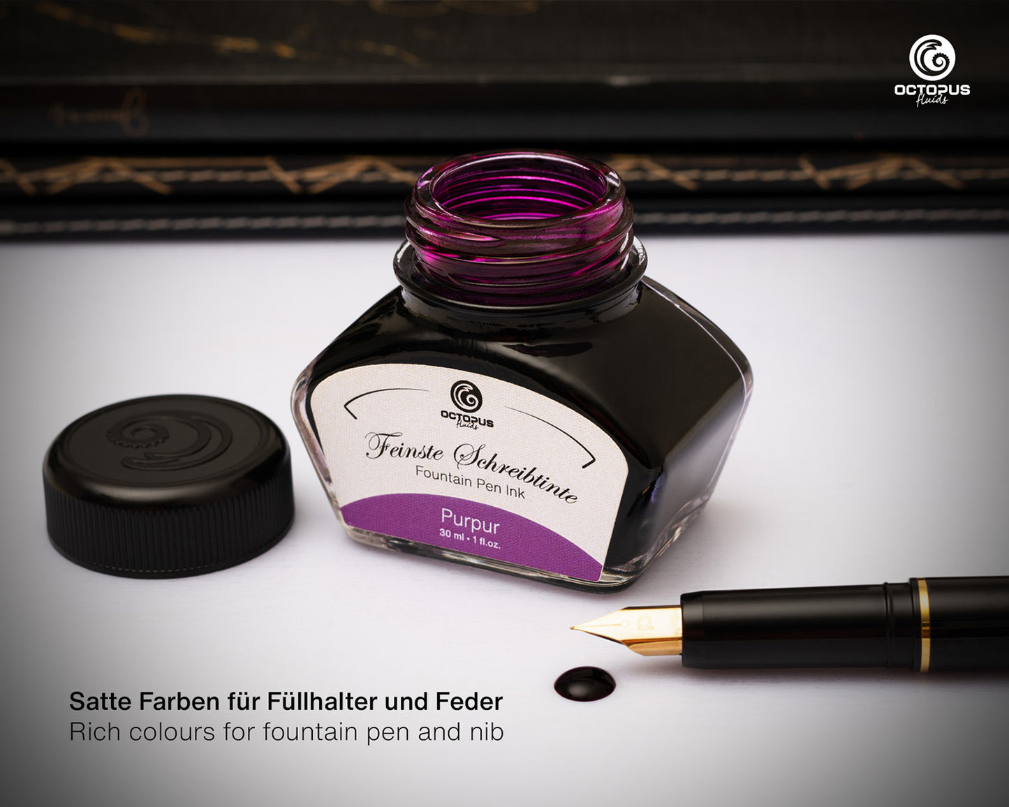 Octopus Fluids Fountain Pen Ink - 30 ml Bottle - Purpur Purple - Made in Germany uncapped