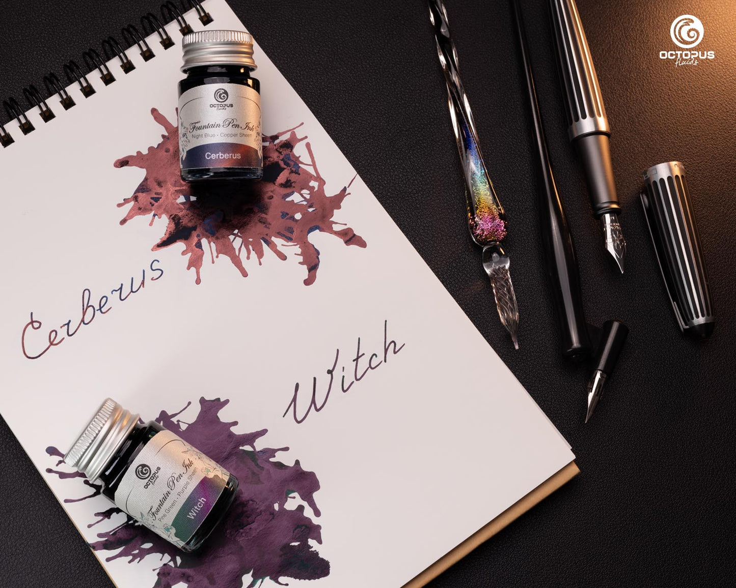 Octopus Fluids Sheening Fountain Pen Ink Sets - 6 x 10 ml Bottles - Set 2 Cerberus and witch