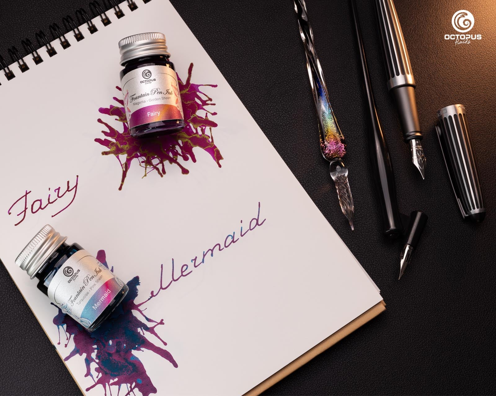 Octopus Fluids Sheening Fountain Pen Ink Sets - 6 x 10 ml Bottles - Set 2 Fairy and Mermaid