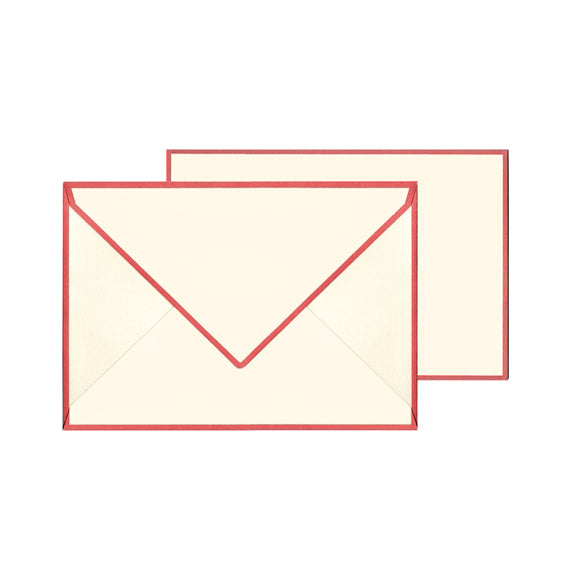 Original Crown Mill Color Edge 4 x 6 Note Card and Envelope Box cream red